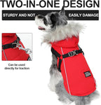 PINA Dog Winter Coat Winter Jacket with Waterproof Fabric, Faux Fur Hood, Reflective Strap for Small Medium Large Dogs, Red, 3XL
