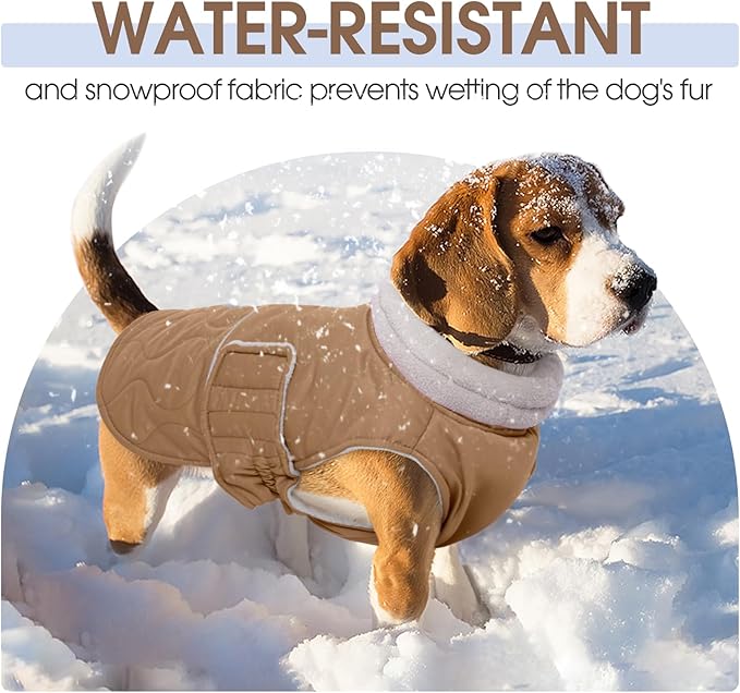 FUAMEY Winter Warm Dog Coat, Fleece Turtleneck Jacket, Thick Waterproof Windproof Coats for Small to Large Dogs, Snowsuit Vest for Cold Weather