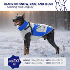 FUAMEY Dog Winter Jackets for Large Dogs,Dog Coat with Harness Built in,Waterproof Dogs Snowsuits Warm Pet Jacket Zip Up Fleece Cold Weather Coats Reflective Puppy Vest with Pocket Blue L
