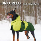 BRKURLEG Dog Raincoat for Small Medium and Large Dogs Waterproof Dog Rain Jacket Adjustable Hooded Dogs Raincoat Pet Rain Coat Poncho with Leash Hole, Reflective Strip, Green, XXL