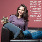 QBLEEV Cat Pajamas for Cats Only, Sticky Hair Cat Clothes, Cat Onesie for Cats After Surgery Female Male, Surgical Cat Recovery Suit Full Bodysuit, Long Sleeve Cat Shirts Outfits to Prevent Licking