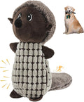 Crinkle Dog Toys Squeaky Plush No Stuffing Cute Puppy Stuffless Tough Rop Pull Toy, Fun Dog Stuffed Animals Durable Chew Set for Small Medium Large Pup (Large, Dark Brown Squirrel)