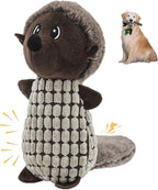 Crinkle Dog Toys Squeaky Plush No Stuffing Cute Puppy Stuffless Tough Rop Pull Toy, Fun Dog Stuffed Animals Durable Chew Set for Small Medium Large Pup (Large, Dark Brown Squirrel)