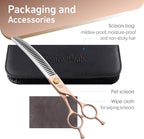 Fenice Peak Professional Curved Chunker Dog Grooming Scissors 8.0'' Rose Gold Thinning Shears Extremely Sharp Blades 440C Stainless Steel Thinning Shears Durable Smooth Fine Cut for Dogs and Cats.