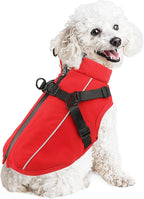 Dog Winter Coat Reflective Water-Resistant Jacket, Fleece Lined Windproof Puppy Coat with Back Zipper & D-Ring, Cold Weather Dog Coats for Small Medium Large Dogs (M, Red)