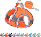 AIITLE Escape-Proof Dog Harness - Extra Soft Jacquard Fabric with Moisture-Wicking Lining, Adjustable Fit for Boston Terrier, Pekingese - Running, Playdates, Outdoor Adventures (Orange, L)