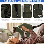 Cat Onesie - Army Green, XXL - Prevents Hair Loss, Sticky Hair Clothes, Pajamas for Cats Only, Hairless Cat Clothes, After Surgery Female, Recovery Long Sleeve
