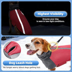 SlowTon Winter Dog Coat, Warm Polar Fleece Lining Doggie Outdoor Jacket with Turtleneck Scarf Reflective Stripe Adjustable Waterproof Windproof Puppy Vest Soft Pet Outfits (S,Red)