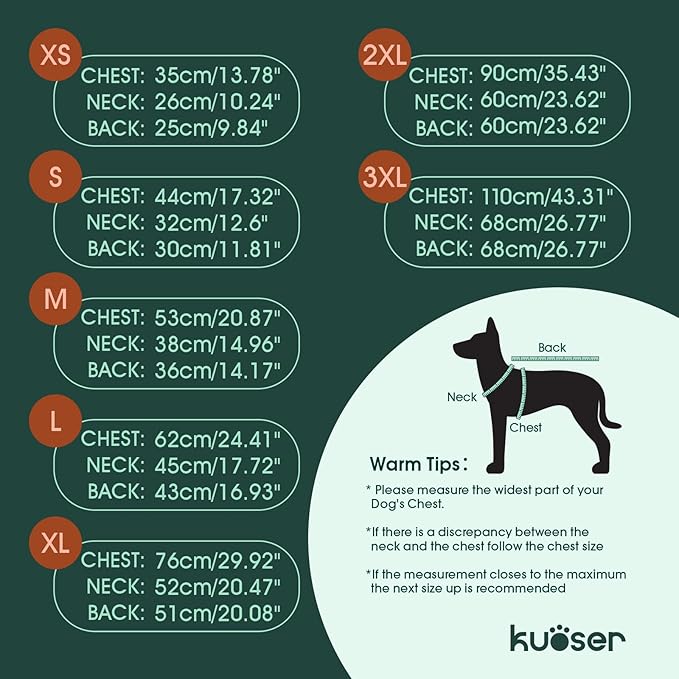 Kuoser Dog Coat, 2 in 1 Dog Jacket with Harness Built in, Winter Waterproof Puppy Puffer Jacket Snowsuit for Small Medium Large Dogs, Cold Weather Reflective Pet Fleece Vest with Zipper