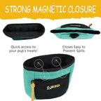 SZO Dog Treat Pouch with Pet Training Clicker, Dog Training Treat Pouch with Waist Belt Clip, Magnetic Closure, Hands-Free Training - Black&Green