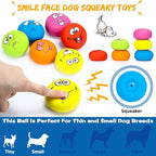 Hungdao 12 Pcs Squeaky Dog Toys Latex Rubber Squeaky Ball Smile Face Emoticon Dog Toys Chewing Interactive Ball Bulk Puppy Lovers Gift for Small Medium Pets Doggie Training(Lively Style)