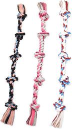 Mammoth Flossy Chews Multi Color 5 Knot Rope Tug – Premium Cotton-Poly Tug Toy for Dogs – Interactive Dog Rope Toy – Tug Dog Chew Toy for Big Dogs - X-Large, 36”