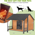 GUTINNEEN Heated Dog House for Outside Large Insulated Dog House Outdoor with Safe Heated Pad, Chew-Proof Metal Frame and Insulated Liner for Medium to Large Dogs, 44.5" L x 45" W x 35" H