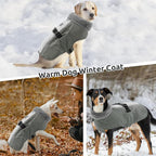 Queenmore Dog Cold Weather Coats, Fleece Collar Pet Apparel for Cold Weather, Dog Snowsuit, Cozy Winter Dogs Jackets Winter with Quick Release, Grey, XXL