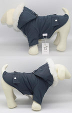 Pet Warm Dog Coat for Winter Dog Clothes Hooded Dog Jacket for Small Puppies Medium Large Dog Cat Clothes Insulated Padded Snow Jacket for Cold Weather Faux Fur (Small, Slate Blue)