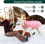 Kuoser Dog Winter Coat, Reversible Dog Jacket, Warm Doggie Coat British Style Puppy Cold Weather Vest, Windproof Pet Clothes Vest for Small Dogs, Pink S