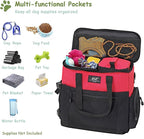 WOLT Dog Travel Bag Dog Bag for Traveling and Supplies with 2 Collapsible Bowls, 2 Food Containers, 1 Place Mat, Red