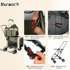 Foldable Double Pets Stroller for Dog Portable Cat Strollers for Small Medium Pet with Detachable Carriers Flexible Lockable Wheels Lightweight Dogs Jogger Strolling Cart Up to 77Lbs (Brown)