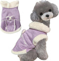 Jecikelon Bowtie Dog Cold Weather Coat Fleece Lining Warm Pet Puppy Turtleneck Dogs Winter Clothes for Small Dogs with D-Ring (Purple, Large)