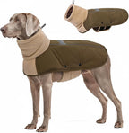ASENKU Dog Coat, Dog Winter Jackets with Fleece Turtleneck, Windproof, Reflective Pet Snow Jacket for Cold Weather, Coats for Large Size Dogs Army Green, XXL