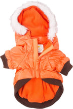 PET LIFE Classic Metallic Fashion Pet Dog Coat Jacket Parka w/ 3M Insulation and Removable Hood, Small, Metallic Orange