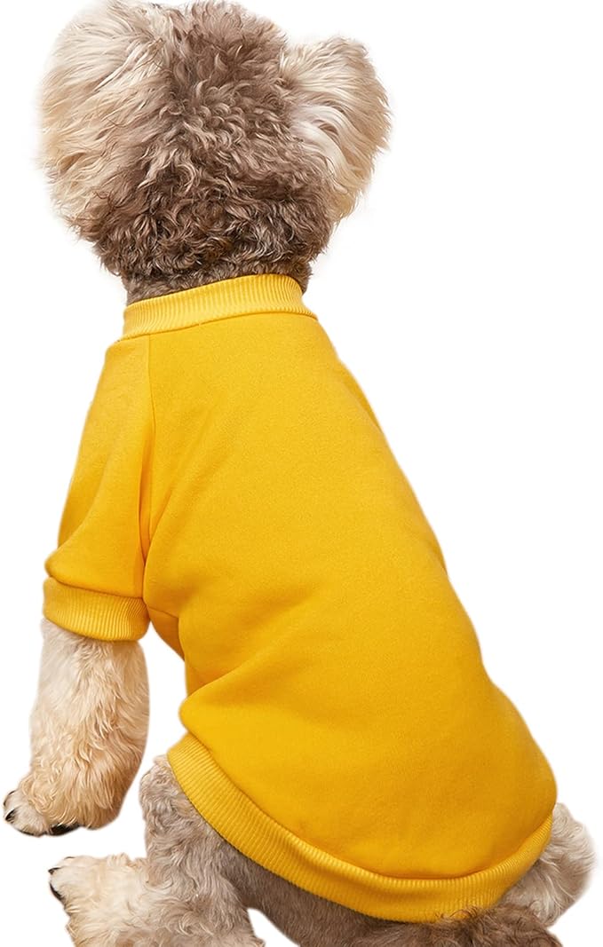 Puppy Sweater for Small Dogs Clothes Warm Winter Cat Clothe Pet Sweatshirt Knitwear Doggie Kitten Clothing, Yellow, X-Small