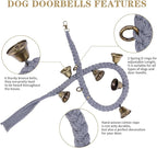2 Pack Dog Bells for Door Potty Training, Handwoven Cotton Rope Dog Doorbell with 6 Extra Loud Bells, Adjustable Dog Door Bells for Small Medium Large Dogs to Ring to Go Outside, Grey