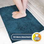 Muddy Mat® AS-SEEN-ON-TV Highly Absorbent Microfiber Door Mat and Pet Rug, Non Slip Thick Washable Area and Bath Mat Soft Chenille for Kitchen Bedroom Indoor and Outdoor - Atlantic Blue 6ft x 9ft