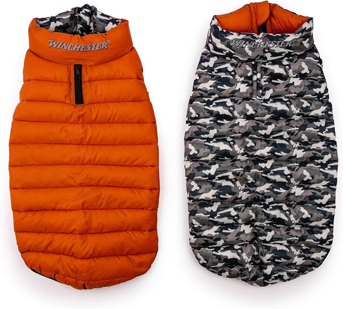 Winchester Pet Premium Reversible Dog Puffer Vest, Black, Extra Large