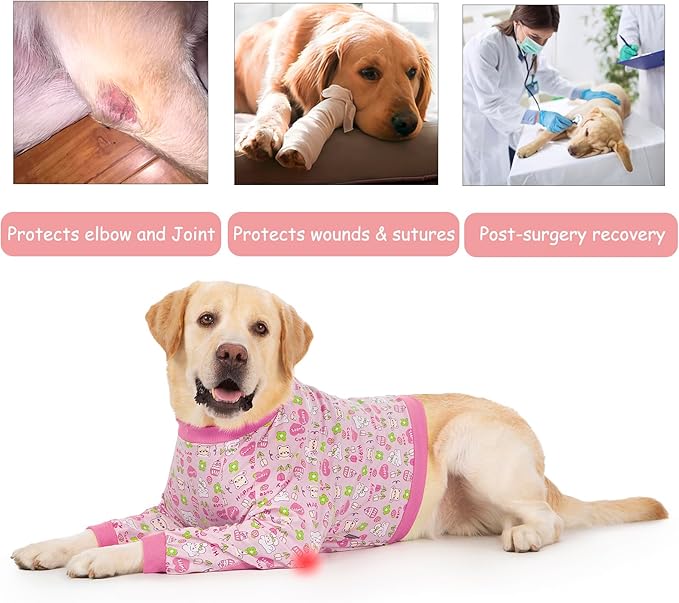 Dog Recovery Shirt for Front Legs, Dog Elbowpads Sleeve Protect Dogs Elbows Arms,Stop Licking Joints After Surgery, Help with Injury Healing Covers The Wound, Cone Alternatives (Pink, 2XL)