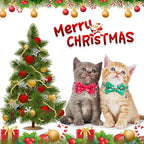 ADOGGYGO Christmas Cat Collar Breakaway with Bowtie Bell - 2 Pack Santa Snowflake Xmas Kitten Collar with Removable Bowtie Christmas Bow tie Collar for Kitten Cat