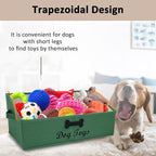 Large Dog Toy Basket Collapsible Pet Toy Box Fabric Trapezoid Dog Toy Bin Storage for organizing pet Toys/Blankets/leashes/Rope Toys/Clothing-Can be Personalized-Green