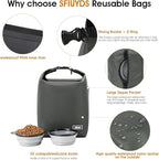 Waterproof Pet Food Storage Bag,Dog Food Container 12 lb w/2PCS Collapsible Dog Travel Bowls and Zipper Side Pocket(Gray, Small)
