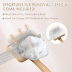 Large Slicker Brush for Dogs - 3PC Pet Grooming Kit - Undercoat Rake & Stainless Comb | Long Pins Remove Mats on Poodles, Golden, Labradoodles | Thick Coat Deshedder for Dogs, Cats, Oak
