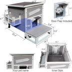 Rockever Outdoor Cat House, Large Outdoor Houses for Feral Cats Wooden Outside Cat Shelter Weatherproof with Escape Door
