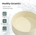 Ceramic Elevated Dog Food and Water Bowl, Kitty Bowl, Raised Dog Dish, Pet Feeder (6inch, 1 x Beige + Stand)