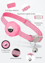 Apple AirTag Cat Collar, GPS Tracker Kitten Collar with Breakaway Feature, Lightweight and Reflective, Perfect for Girl or Boy Cats and Puppies (Luminous Pink)