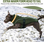 DENTRUN Medium Dog Winter Jacket - Warm Reflective Windproof Coat, Adjustable Neck & Snap Closure, Water Repellent Thick Fleece Vest, Fleece Lined for Beagle Pug, Army Green, M