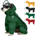 PINA Dog Raincoat, Waterproof Rain Jacket with Hood & Pocket, Lightweight Dog Jacket with Leash Hole & Reflective Strap for Wet Weather, Full Wrap Design for Full Protection