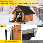 AIVITUVIN Heated Outdoor Dog House with Anti-Chewing Iron Surround Insulated Liner Dog Kennel for Large Breed Dog Shelter Weatherproof (Brown 50.9" D x 37.4" W x 37.2" H)