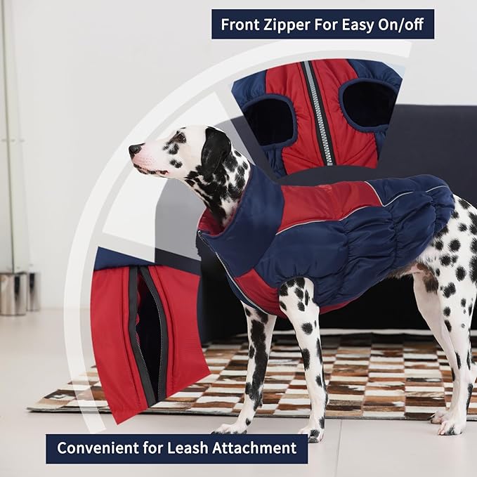 IECOii Medium Dog Coat - Waterproof, Fleece Lined, Reflective, Warm Winter Jacket