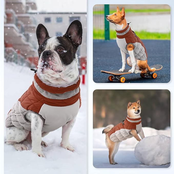 Dog Winter Jacket Cozy Reflective Waterproof Windproof Warm Pet Garment,Comfortable Cold Weather Fleece Apparel Outfits with Zipper Closure for Small Medium Large Dogs Puppy Walking,XX-Large