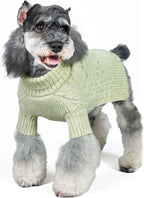 KYEESE Dog Sweater Warm Pet Coats with Classic Cable Knit Long Sleeve Knitwear Dogs Clothes, Turtleneck Stretchy Dog Sweater for Small Dogs, Green, Small