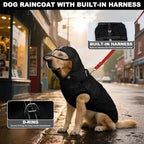 Dog Raincoat For Extra Large Dogs With Hood, Waterproof Dog Rain Jacket with Adjustable Built-in Harness & Back Zipper, Reflective Strip, Removable Hood,for Rainy Walks, Muddy Roads - Black 4XL