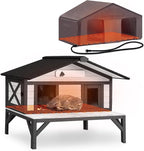 GUTINNEEN Heated Cat House for Outside Large Outdoor Cat House Insulated Weatherproof Feral Cat Shelter with Heating Pad, Insulated Thermal Liner, Chewproof Cable for 1-4 Cats, Winter-Ready (Black)