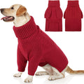 Queenmore Dog Sweater, Puppy Sweater for Small Dogs,Warm Winter Fall Dog Sweaters for Dog Girls Boys, Solid Turtleneck Knit Sweater for Large Medium Dogs,Long Sleeves Christmas Dog Sweater Red,XL