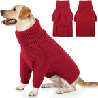 Queenmore XXL Dog Sweater, Dog Sweaters for Large Dogs Girl or Boy, Dog Christmas Sweaters XXL, Winter Big Dog Sweatshirt Knitwear, Pet Chunky Warm Coat for Small Medium Size Dogs, Red XXL