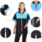 Noverlife Pet Grooming Jacket with Zipper, Large Size, Lightweight Hair Repellent Shirt Style Pet Groomer Smock for Dog Cat Grooming Pet Bath, Hair Salon Barber Hairdresser Work Clothes