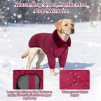 IDOMIK Dog Winter Coat for Medium Dogs, Warm Dog Winter Jacket with Fleece High Collar, Zippered Cold Weather Coats for Dogs, Waterproof Doggy Snow Jacket Clothes,WineRed,M