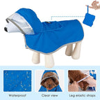 Lukovee Dog Raincoat, Adjustable Dog Rain Jacket with Clear Hooded Double Layer for Large Medium Small Dogs Puppies, Waterproof Rain Coat Poncho with Reflective Storage Pocket & Rim (Blue, XXL)